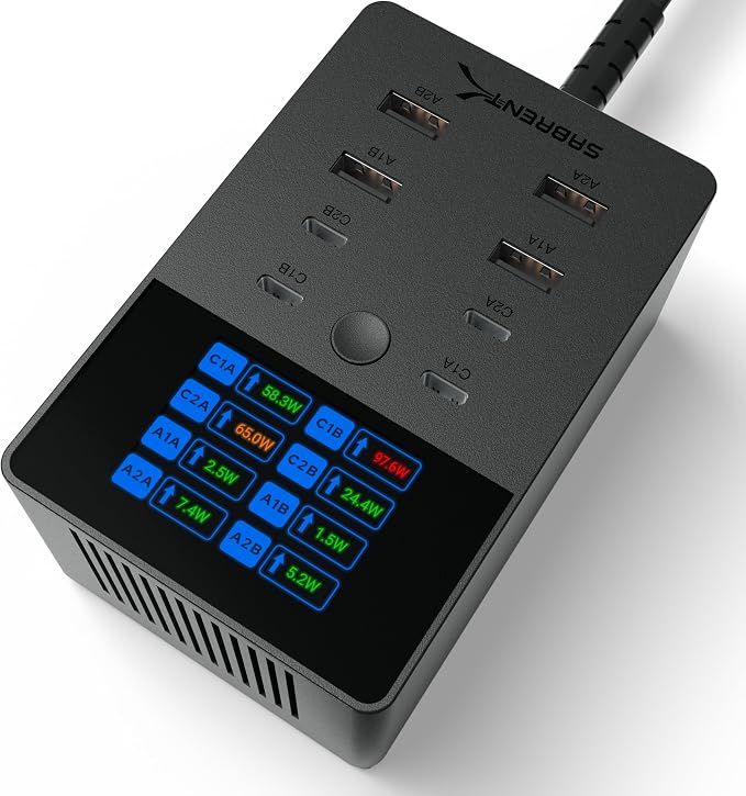 SABRENT VOLTIK Charging Station, 252W 8-Port USB C and USB A Desktop Charger by SABRENT