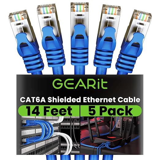 GEARit Cat6A Ethernet Cable 10Gbps Snagless Shielded SSTP, SFTP Shielded by GEARit