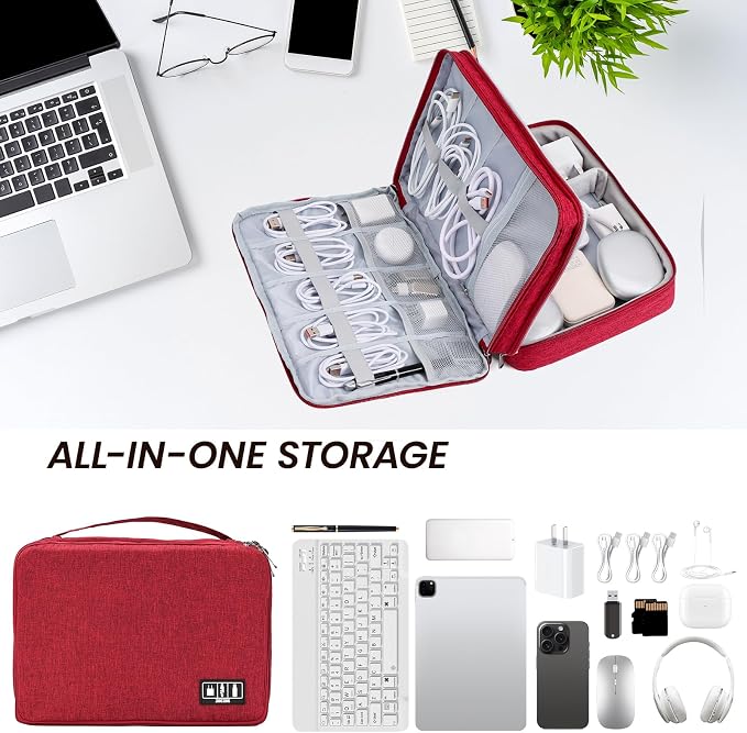 Large Electronic Organizer Travel Case, Double Layer Tech Accessories Bag - Image 6