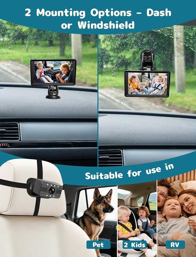 Dual Baby Car Camera, Rear Facing Car Seat Camera - Image 6
