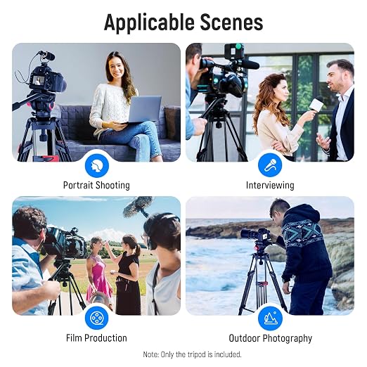 NEEWER 79"/200cm Video Tripod, Heavy Duty Aluminum Alloy Camera Tripod Stand - Image 5