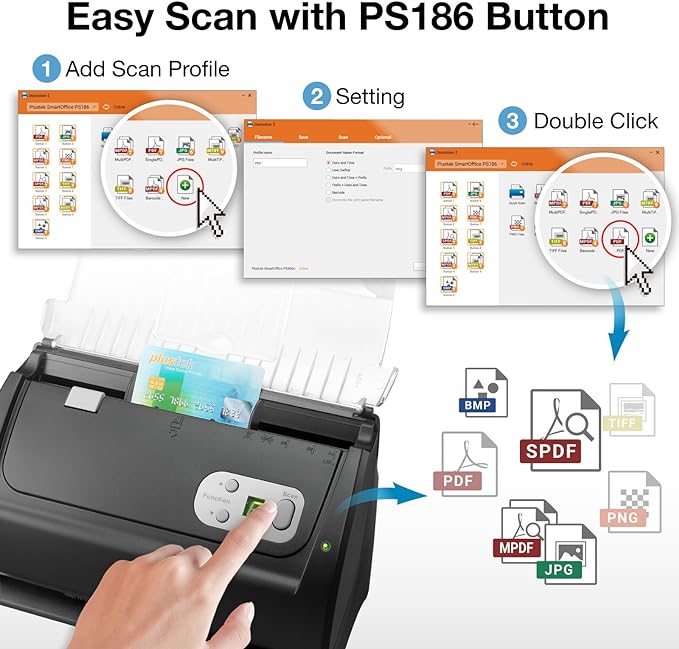 Plustek PS186 Desktop Document Scanner, - Image 3