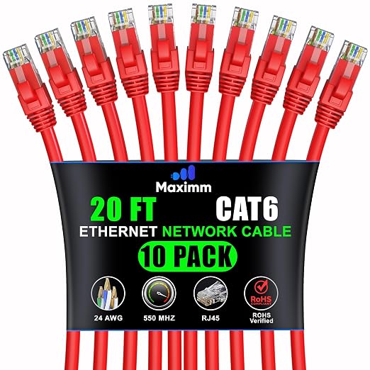 Maximm Cat 6 Ethernet Cable 20 ft by MaximmCable