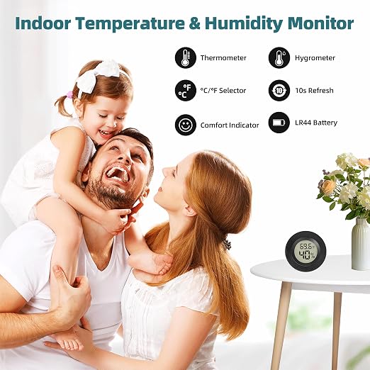 EWPJDK Mini Hygrometer Indoor Humidity Meter Hygrometer Thermometers 4 Pack - Image 3
