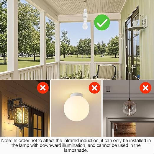PIR Motion Sensor Light Socket, E26/E27 Smart Lamp Bulb Holder Adapter Auto - Image 8