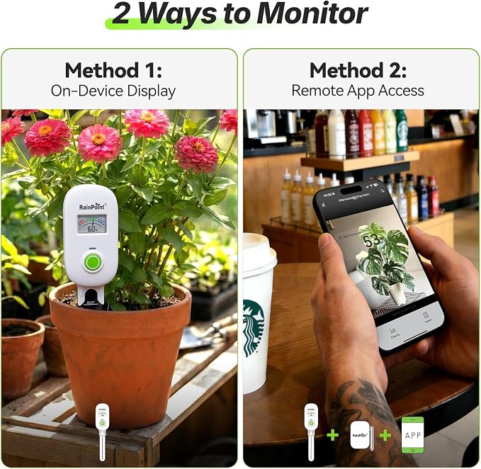 RAINPOINT Visual Gauge Digital Smart Wireless Plant Moisture Meter Kit - Image 3
