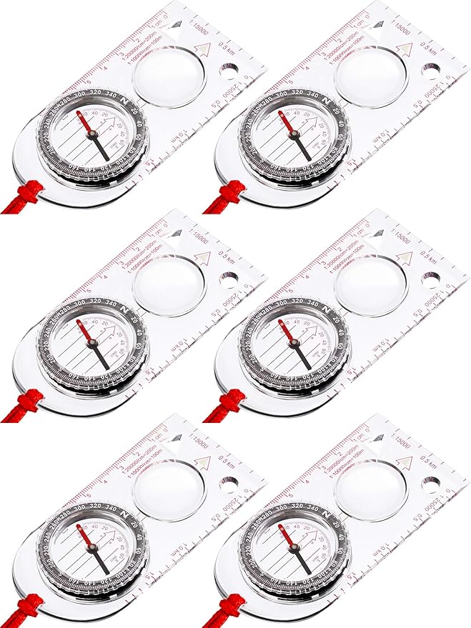 Gejoy 6 Pcs Orienteering Compass Bulk Portable Survival Compass Scout Learning by Unknown