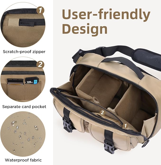 TAAOKA Camera Sling Bag, DSLR Camera Bag - Image 3