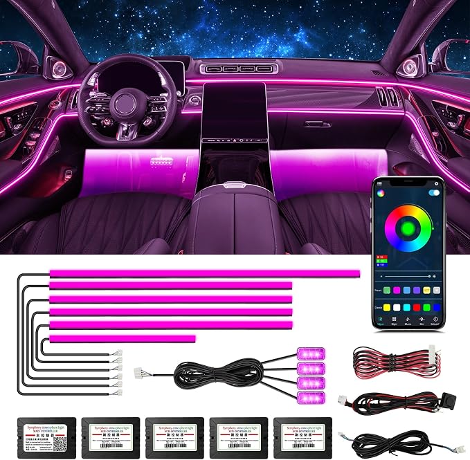 Acrylic Interior Car Lights, Car Accessories 10 in 1 Car LED Strip Lights by WEBUPAR