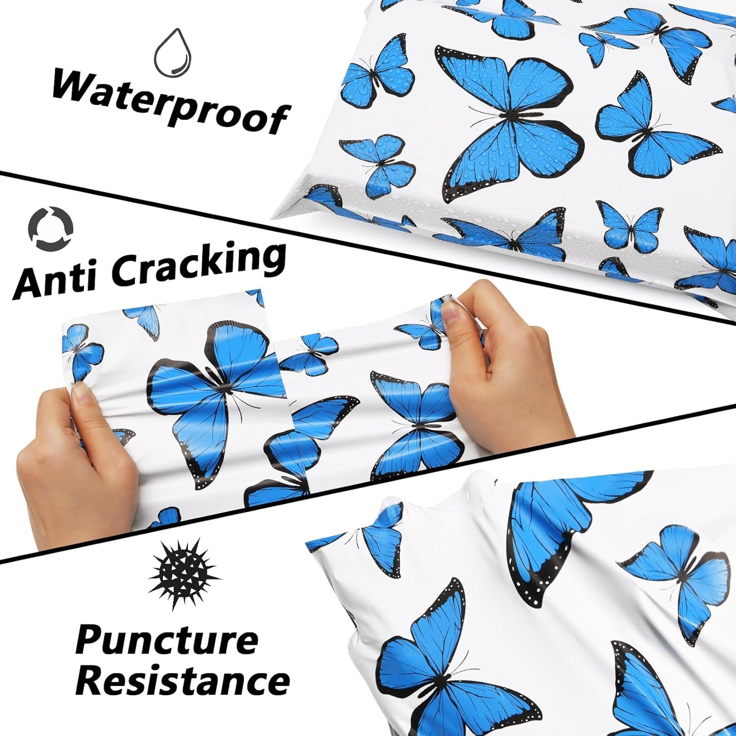 Cute Poly Mailers 10x13 Inch 100 Pcs - Butterfly Printed Shipping Bags for Clothing - Waterproof and Tear Resistant Mailing Envelopes - Self-Sealing Packaging Bags for Small Business