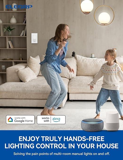ELEGRP Smart Motion Sensor Switch, 2.4GHz Wi-Fi 3 Way Light Switch Compatible - Image 3