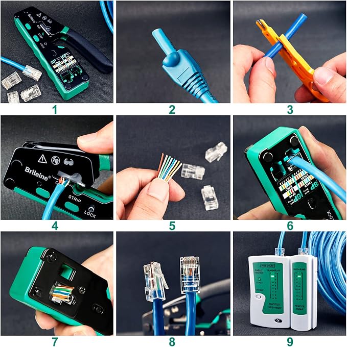 RJ45 Crimp Tool Pass Through Kit Ethernet Crimper Cat5 Cat5e Cat6 Crimping Tool - Image 6