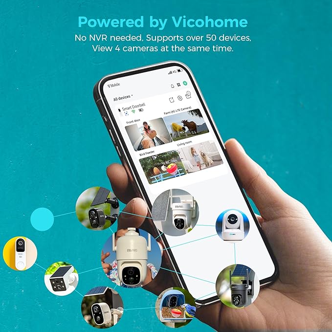 Vicohome 4CQ1 AI 2K Solar Security Camera Wireless Outdoor, Battery Powered - Image 2