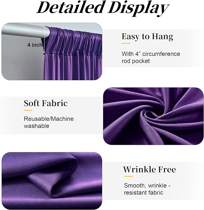 50ft x 12ft Purple Backdrop Curtains - Image 4