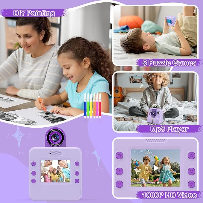 Nreonrick Kids Camera Instant Print, Selfie Toddler Digital Instant Camera - Image 4