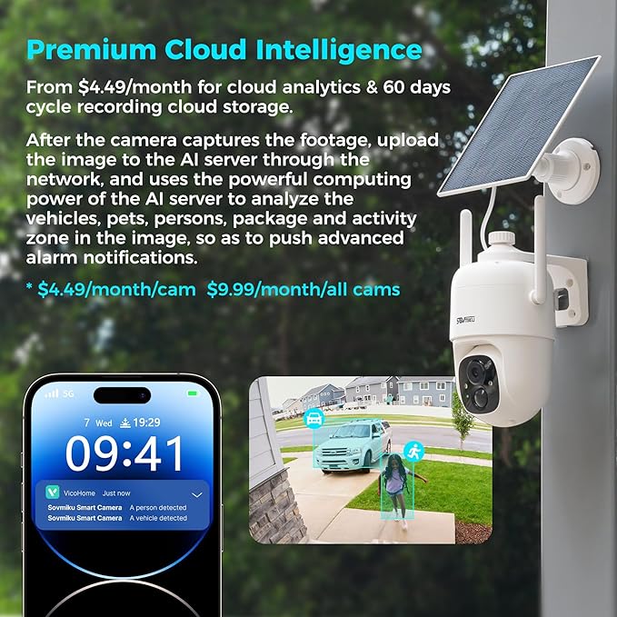 Vicohome 3CQ1 AI 2K Solar Security Camera Wireless Outdoor, Battery Powered - Image 4