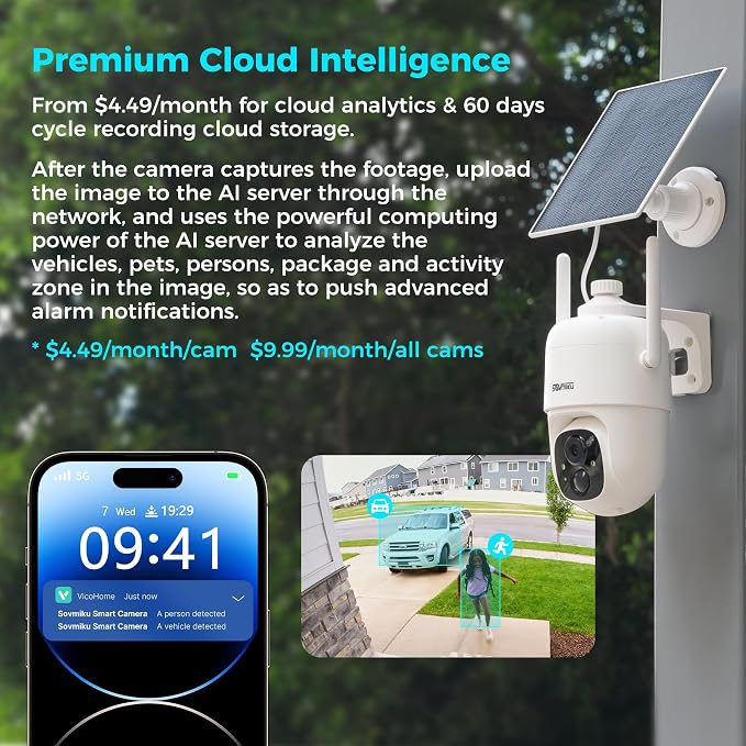 Vicohome CQ1 AI 2K Solar Security Camera Wireless Outdoor, Battery Powered - Image 4