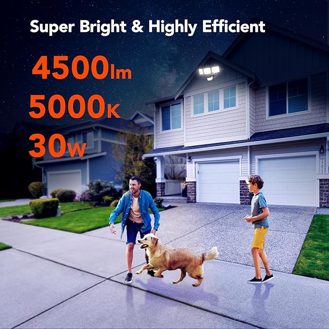 OREiN 2 Pack Motion Sensor Outdoor Flood Light, 30W 4500LM LED Security Light - Image 5
