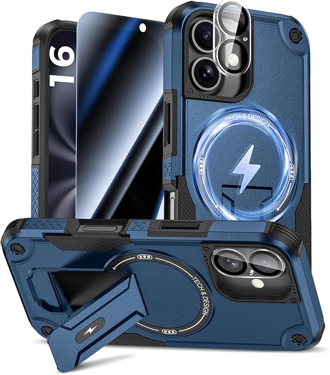 Goton for iPhone 16 Case with Privacy Tempered Glass Screen Protector & Camera by Goton