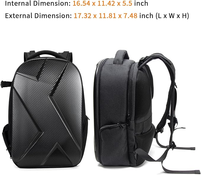 Camera Backpack Hard Shell Imitation Carbon Fiber DSLR, Waterproof Shockproof - Image 9