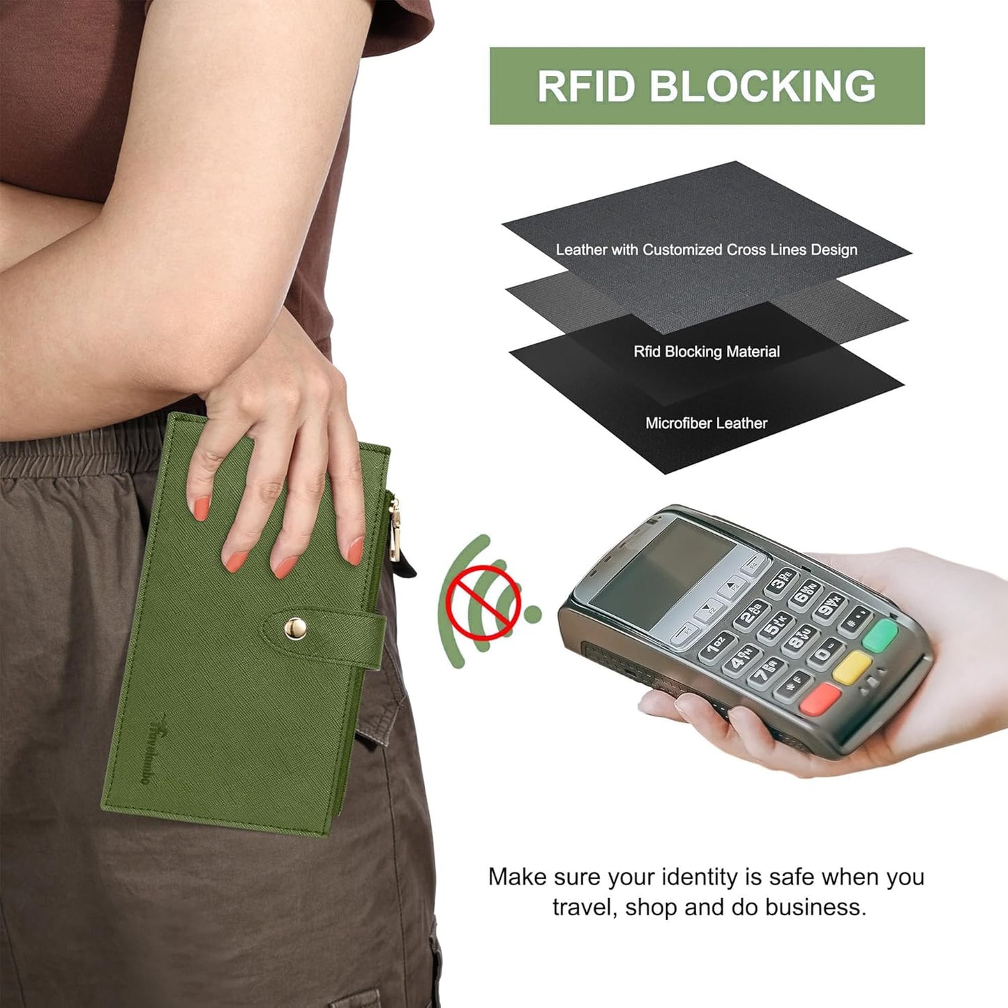 Travelambo RFID Wallet Women Large Size Bifold Multi Card Wallet Case with Zipper Pocke Credit Card Holder for Women