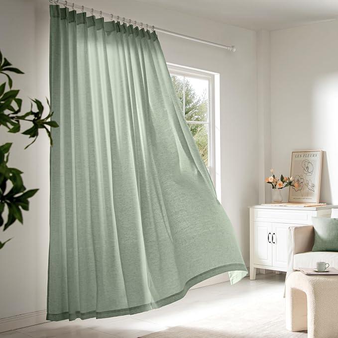 Memory Trained Pinch Pleated Curtains 108 Inches Long, Viral Linen Pinch Pleat - Image 2