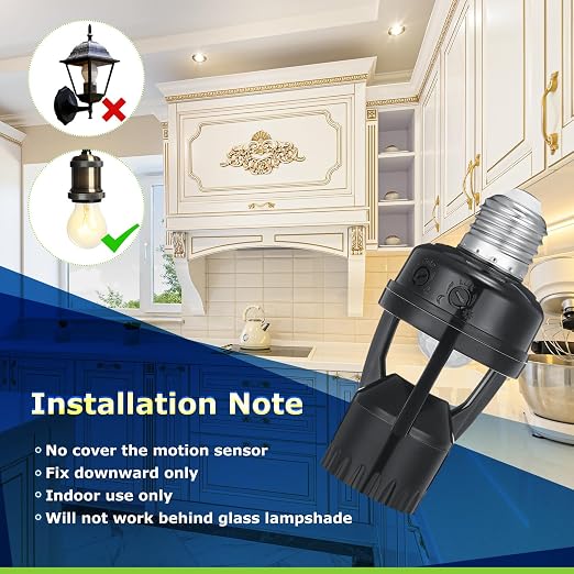 Hortsun 3 Pcs Motion Sensor Light Socket Smart Screw in Light Bulb Outlet - Image 3