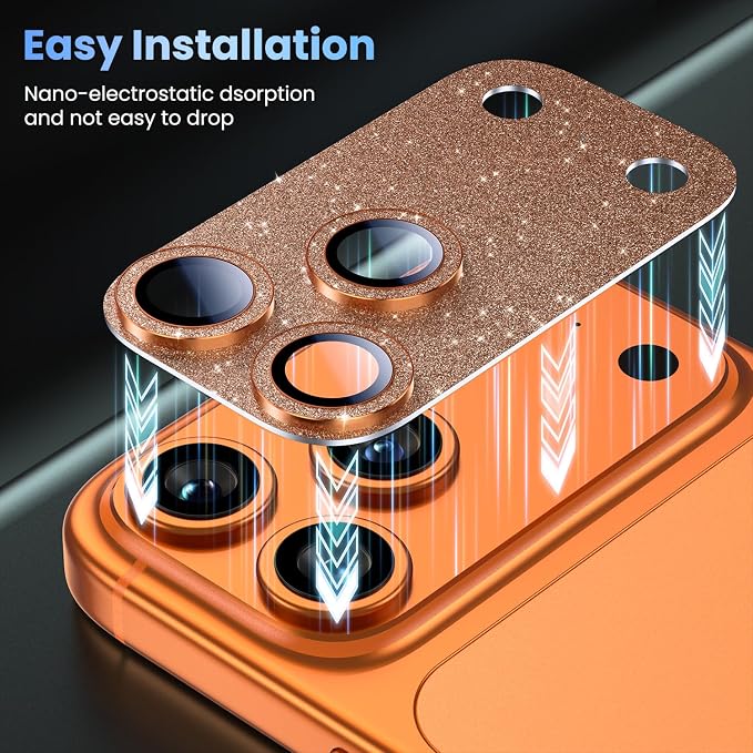 Uyiton for iPhone 17-Pro Camera-Lens Protector: Bling Metal Tempered Glass Rear - Image 7