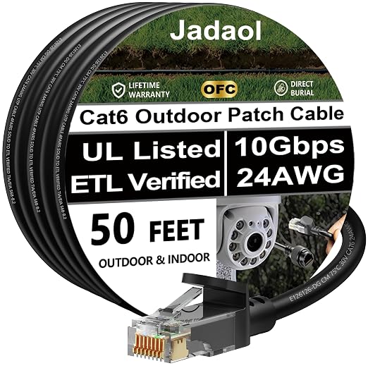 Jadaol Cat 6 Ethernet Cable 50ft, Outdoor&Indoor, Support Cat8/7 Network LAN by Jadaol