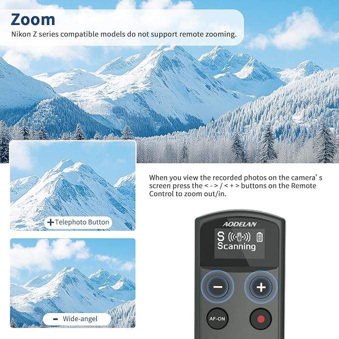 Rechargeable Shutter Release for Nikon AODELAN Wireless Camera Remote Control - Image 4
