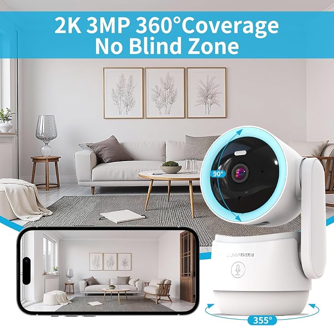 Indoor PTZ Security Camera, 2K 3MP Pan-Tilt - Image 4