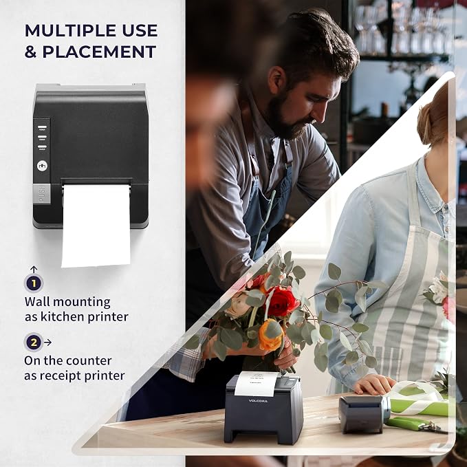 Volcora Thermal Receipt Printer, 80mm USB/Ethernet POS QR Code Printer - Image 5