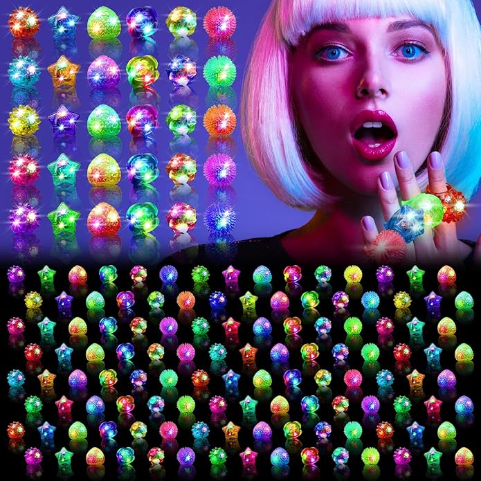 OLUPP Light Up Rings, Glow In The Dark Party Supplies, 6 Style Flashing Glow In by OLUPPGlowinTheDarkPartySupplies