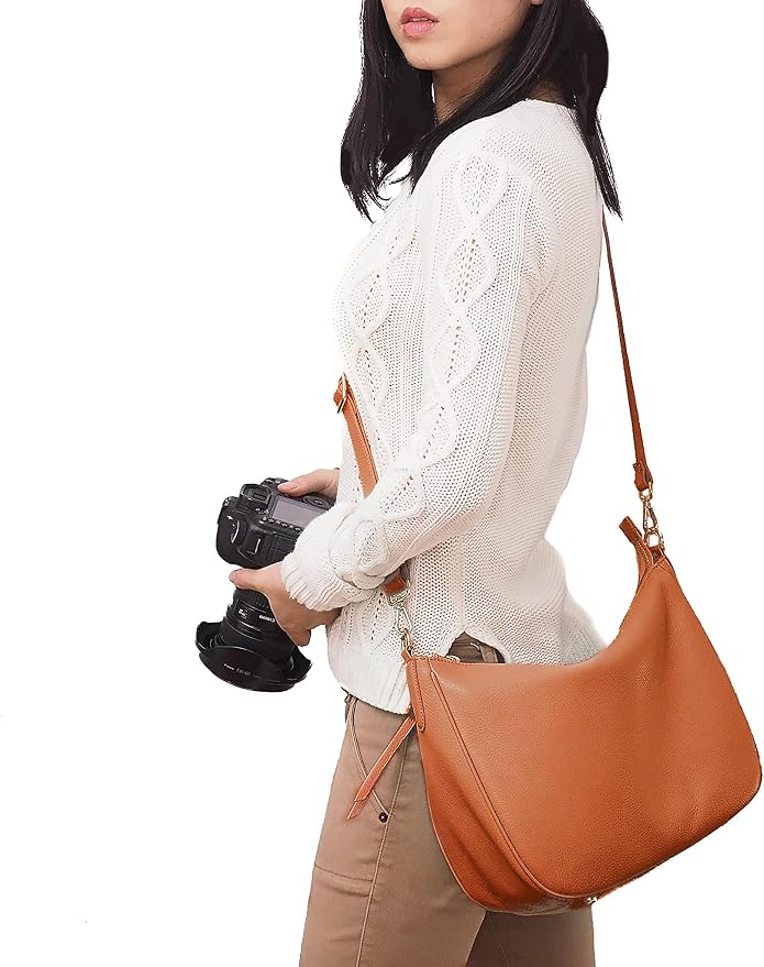 Meliae Camera Bag for Women, DSLR Mirrorless Camera Purse, Leather Shoulder - Image 2