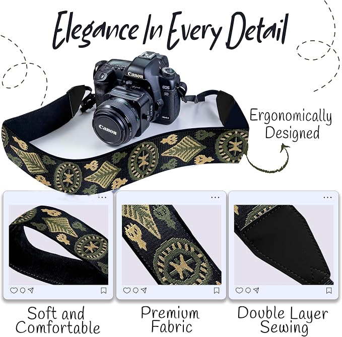 Art Tribute Camera Strap For Photographers Padded Universal Fit Neck Shoulder & - Image 4