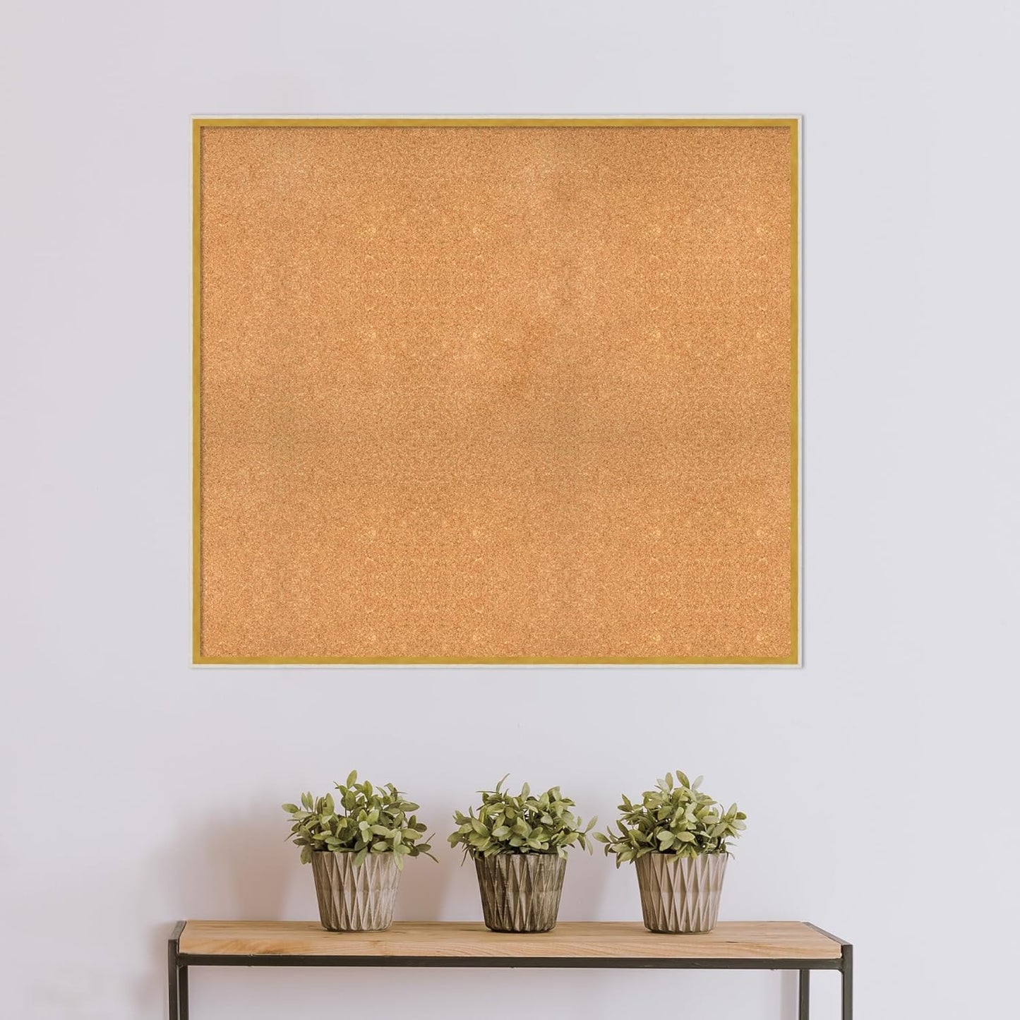 Amanti Art Natural Cork Board for Wall, 37x41 Vision Board with White Frame, Oversize Corkboard Office Decor for Home Organization, Modern Corkboard Pinboard to Display Items for Home Organization in