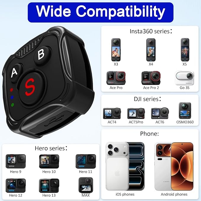 Bluetooth Remote Control for GoPro Hero 13/12/11/10/9/MAX, Insta360 - Image 6