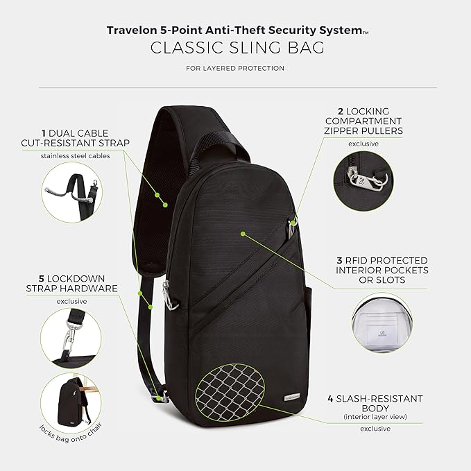 Travelon Anti-Theft Classic Sling Bag - Image 4