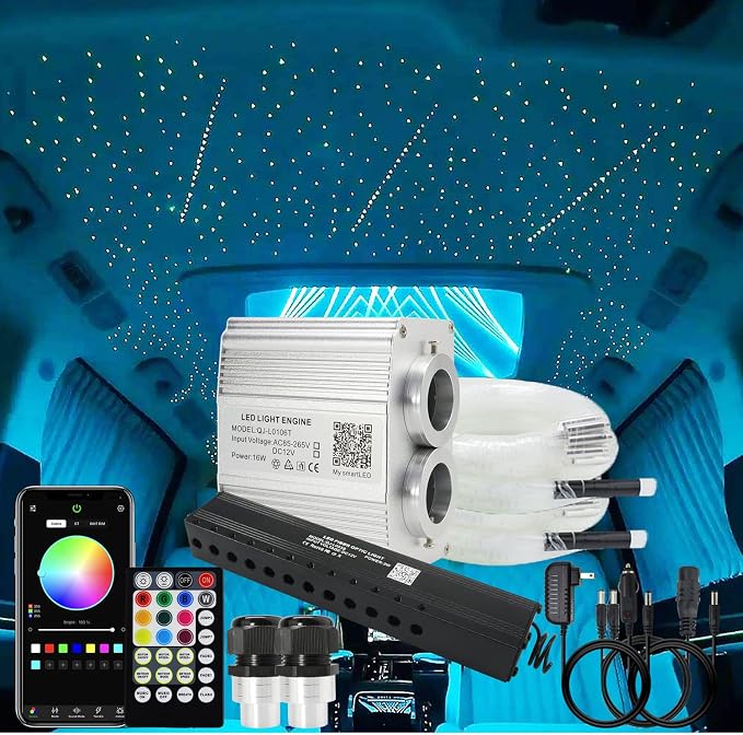 AKEPO Upgraded 16W Dual Head+Twinkle+Shooting Star Fiber Optic Lights Kit by AKEPO