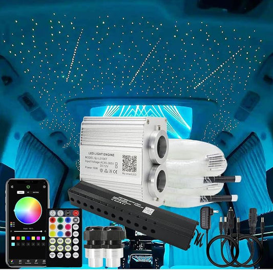 AKEPO Upgraded 16W Dual Head+Twinkle+Shooting Star Fiber Optic Lights Kit by AKEPO
