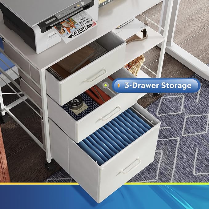 DEVAISE 3 Drawer Mobile File Cabinet, Rolling Printer Stand - Image 4