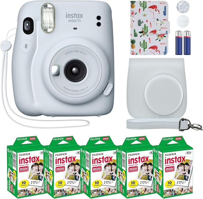 Fujifilm Instax Mini 11 Instant Camera Ice White + MiniMate Accessory Bundle & by FUJIFILM
