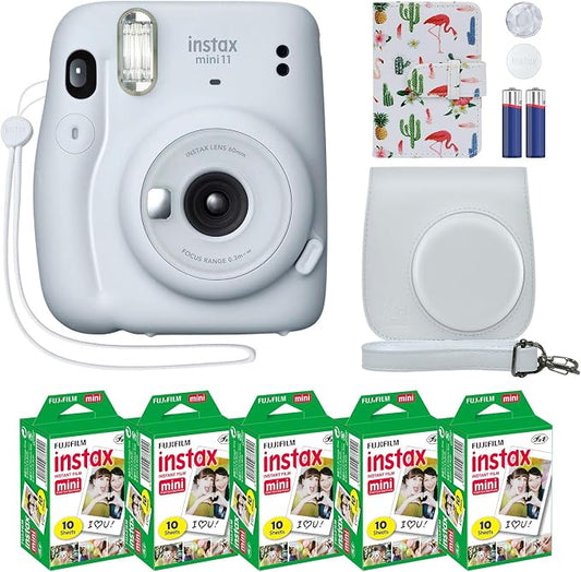 Fujifilm Instax Mini 11 Instant Camera Ice White + MiniMate Accessory Bundle & by FUJIFILM