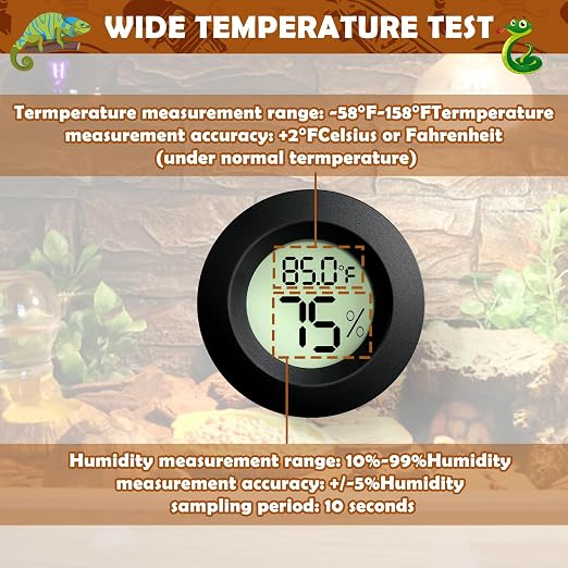 Vodolo 2PCS Reptile Thermometer and Humidity Gauge, Digital Adhesive Reptile - Image 3