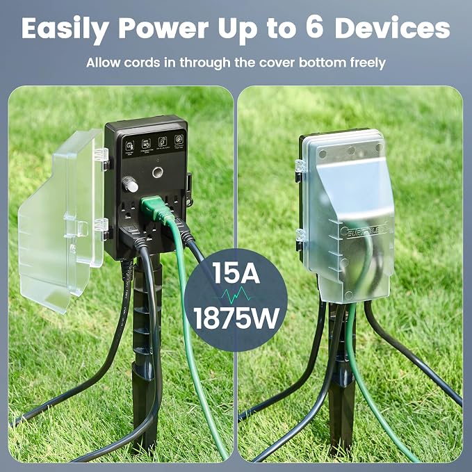 SURAIELEC Zigbee Outdoor Power Stake Timer Waterproof, 6 Outlet Power Strip - Image 5