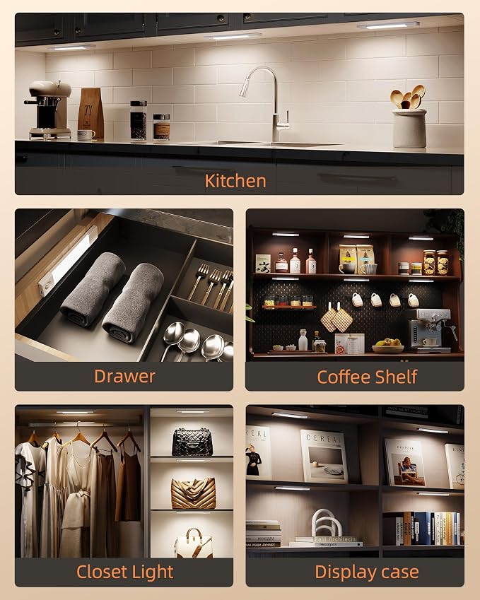 EZVALO Under Cabinet Lighting, Wireless Closet Lights, 50 LED Rechargeable - Image 8