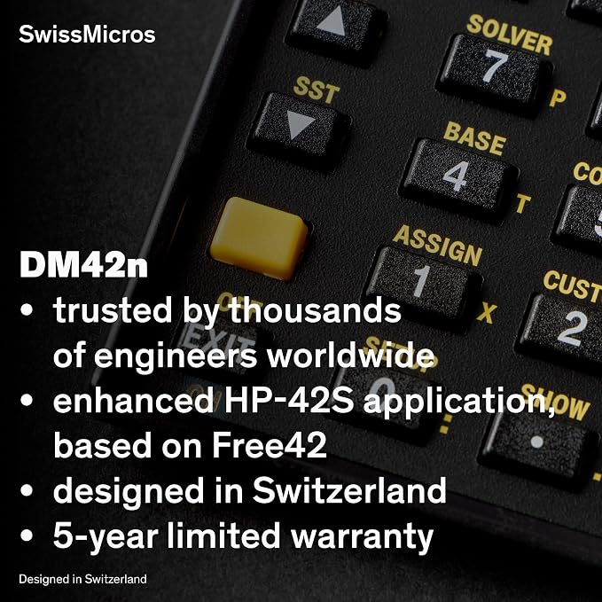 SwissMicros DM42n RPN Calculator – HP 42S Software, 316L Stainless Steel Casing - Image 4