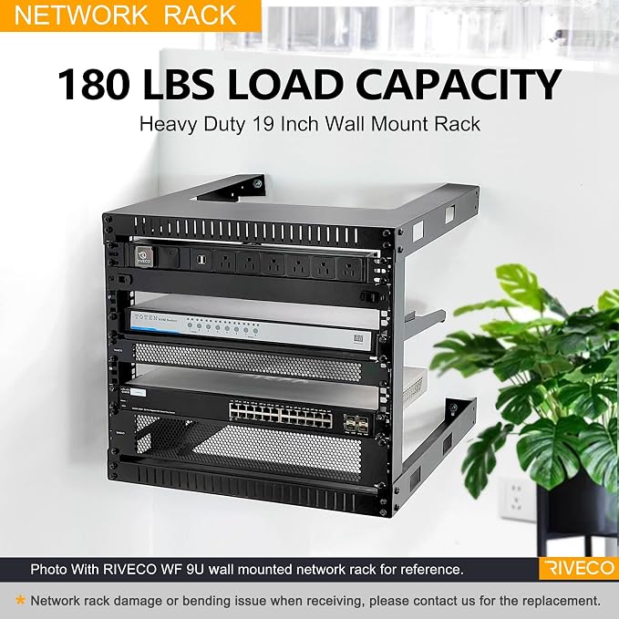 RIVECO 12U 19" Wall Mount Server Rack – 17.7" Deep 2 Post Open Frame Cabinet - Image 4