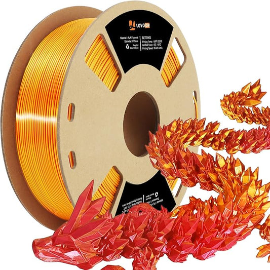 LOVOON 3D Printer Filament Dualcolor, 1.75mm Silk PLA Filament Gold Red by LOVOON