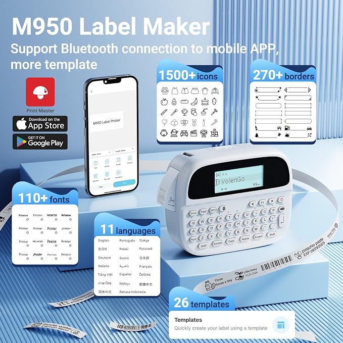 Label Maker Machine with 4 Tapes, Rechargeable Backlit Labeler - Image 6